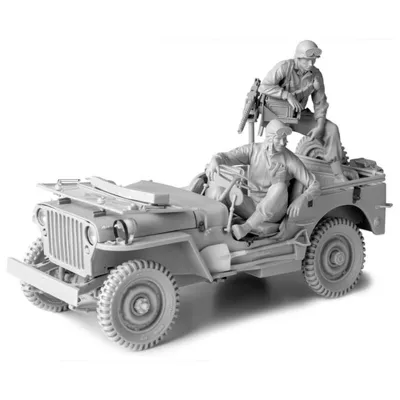 1/16 Bausatz Willys Jeep mit Fahrer und Schütze