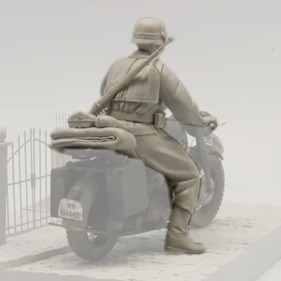 Deutscher Motorrad Soldat 1 - Figurenbausatz - Maßstab 1/16 (SOL Model)