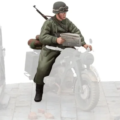 Deutscher Motorrad Soldat 2 - Figurenbausatz - Maßstab 1/16 (SOL Model)