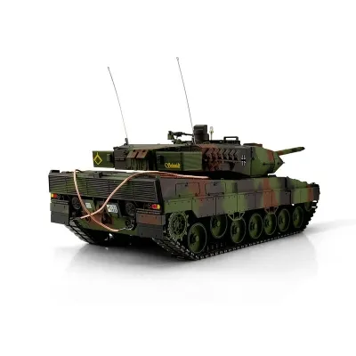 1/16 Leopard 2A6 IR Servo Torro Pro Edition Flecktarn mit Holzkiste