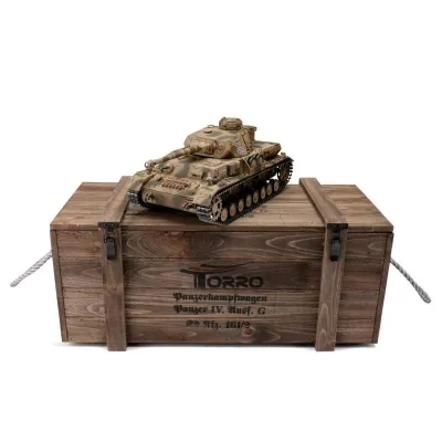 RC Panzer PzKpfw IV Ausf. G Sommertarn – Torro Profi-Edition mit IR-Battle in Holzkiste