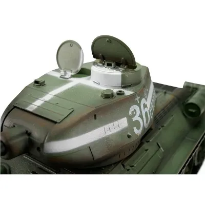 T34/85 RC Panzer 2.4 GHz 1/16 Profi-Metall BB Rauch mit Holzkiste
