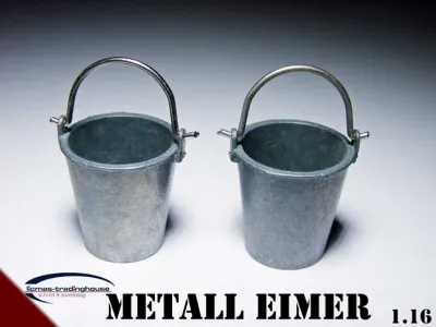 2 Stück Metalleimer Metall Eimer 1:16