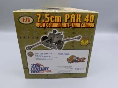 21st Century Toys 7.5 Pak 40 WW2 German Anti Tank Cannon im Maßstab 1:18 mit Figur