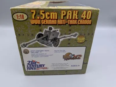 21st Century Toys 7.5 Pak 40 WW2 German Anti Tank Cannon im Maßstab 1:18 mit Figur