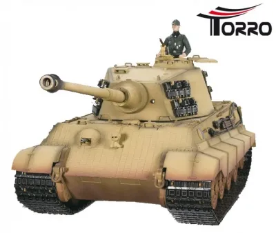 Novelty !!! RC King Tiger 2 with IR-Battlesystem - 360 ° tower turn & steel gears - sand camo