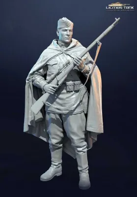 1/16 Figure Russian sniper with cape and cap unpainted resin