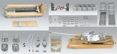 Novelty !!! RC King Tiger 2 with IR-Battlesystem - 360 ° tower turn & steel gears - sand camo