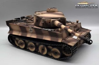RC Tank 2.4 GHz Tiger 1 Summer Camouflage Taigen V3 BB + gun barrel smoking Metal-Edition 360°