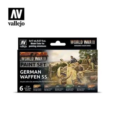 Model Color 70207 Vallejo Farbe 6 x 17ml Farben Set WWII Deutsche Waffen-SS