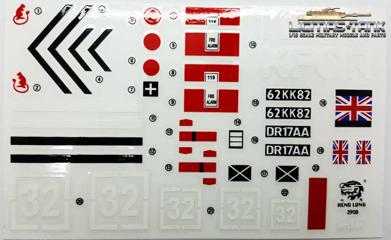 US Stock 3908 Decal Decoration Sticker For HengLong 1/16 Challenger II RC Tank