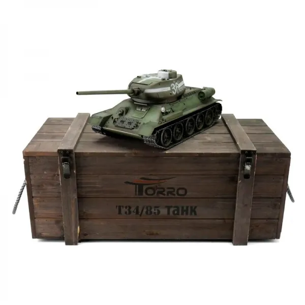 T34/85 RC PanzeT34/85 RC Panzer 2.4 GHz 1/16 Profi-Metall IR Servo mit Holzkister 2.4 GHz 1/16 Profi-Metall IR Rauch mit Holzkiste