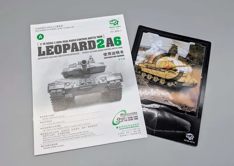 Original Heng Long RC Panzer Leopard 2A6 Anleitung 3889 V6.0 / V7.0 mit Zielscheibe Original Heng Long RC Panzer Leopard 2A6 Anleitung 3889 V6.0 / V7.0 mit Zielscheibe