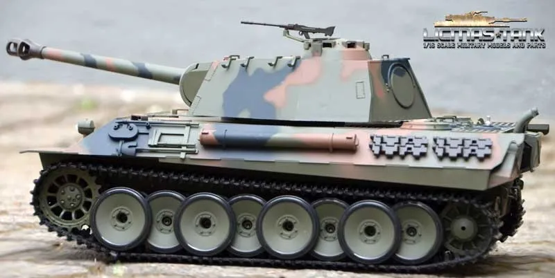 RC Tank 2.4 GHz German Panther 3819-1 Cameoflauge Smoke & Sound Heng Long 1:16
