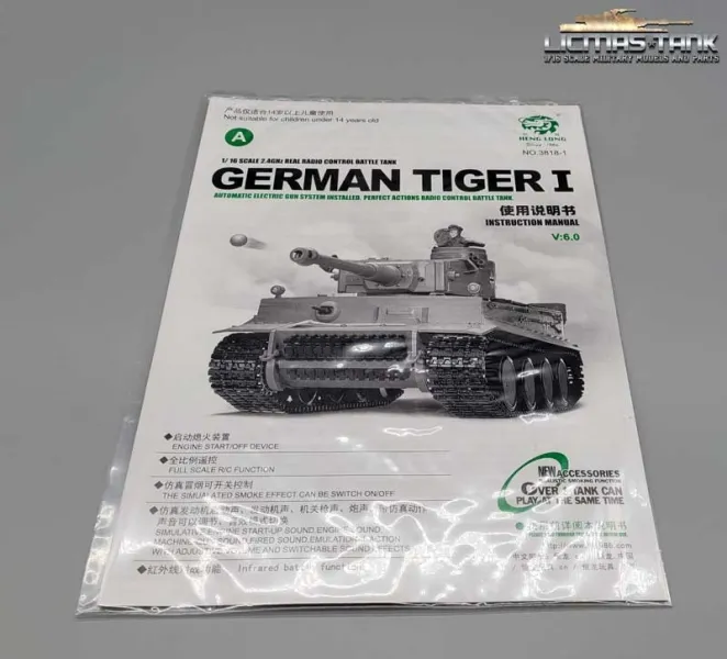 Original Heng Long RC Tank Tiger 1 Manual 3818 V6.0 / V7.0 with Targetpaper