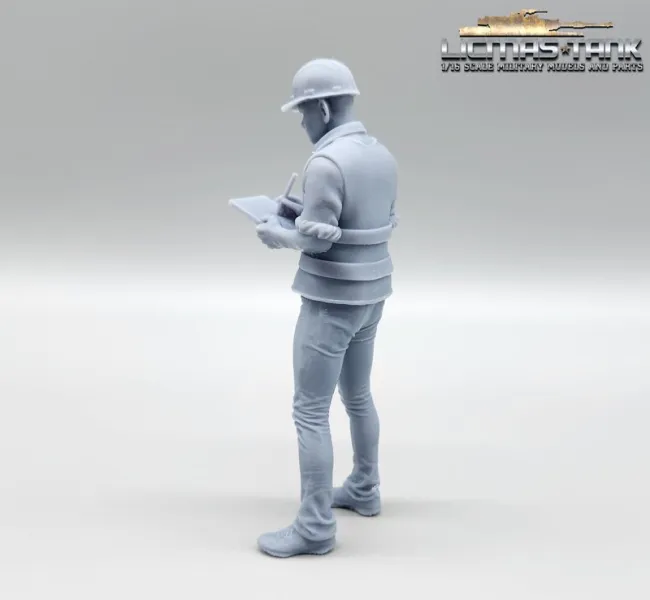 Figure 1/14 of foreman with safety waistcoat and writing pad made of resin Truck Commercial vehicles Construction site Model making