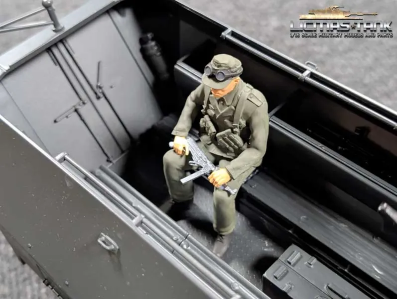 Rider 1 Resin figure painted for 1:16 Torro Sd.Kfz. 251/1 Ausf. D half-track vehicle Rider 1 Resin figure painted for 1:16 Torro Sd.Kfz. 251/1 Ausf. D half-track vehicle