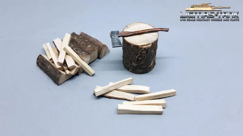 1/16 diorama accessory Lumber Yard with Ax - painted