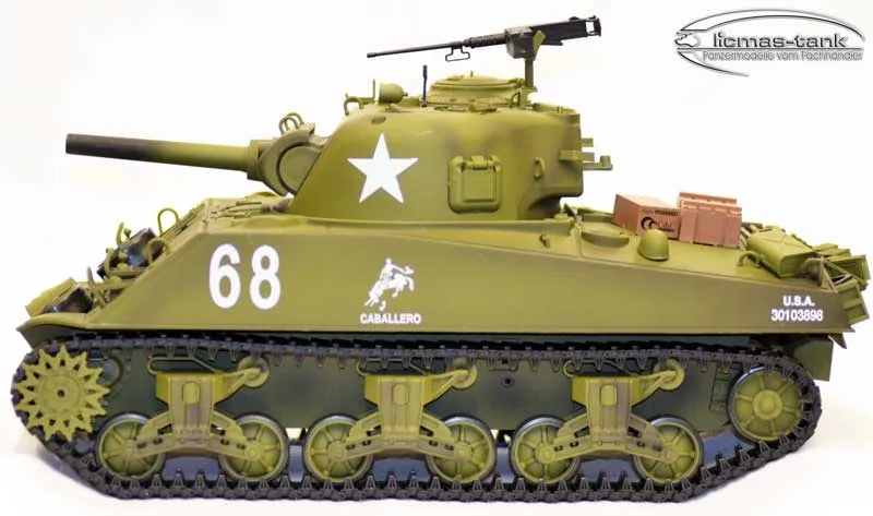 RC Tank Sherman M4A3 Heng Long 1:16 Steelgears BB + IR 2.4Ghz V7.0