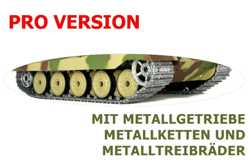 RC Tank King Tiger Henschelturm 1:16 Heng Long steel gearbox metal tracks 2.4Ghz V 7.0