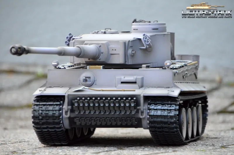 RC Panzer 2.4 GHz Tiger 1 Grau Taigen V3 IR + Kanonenrauch Metall-Edition 360°