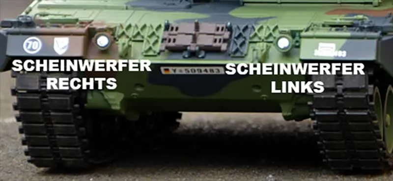 Heng Long Leopard 2 A6 Scheinwerfer links mit LED