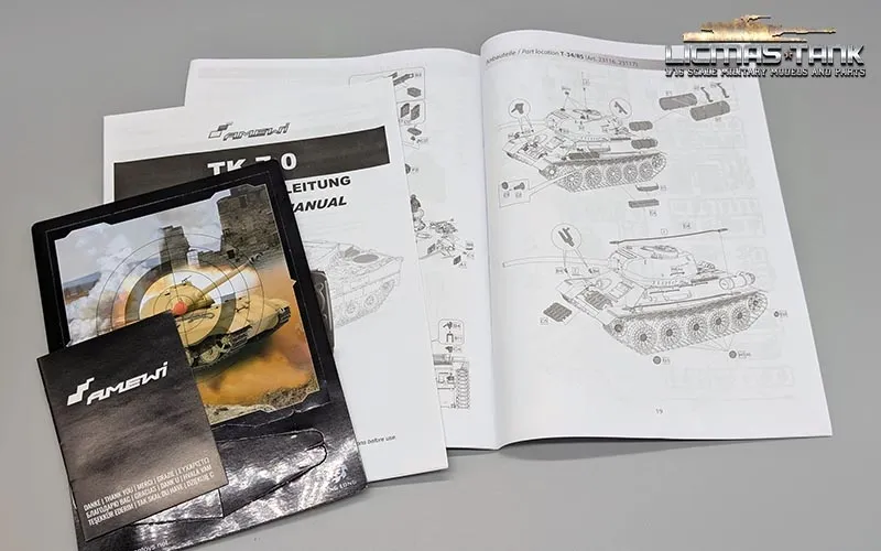 Original Amewi RC Tank T34/85 Manual Heng Long V6.0 / V7.0 with Targetpaper Original Amewi RC Tank T34/85 Manual Heng Long V6.0 / V7.0 with Targetpaper