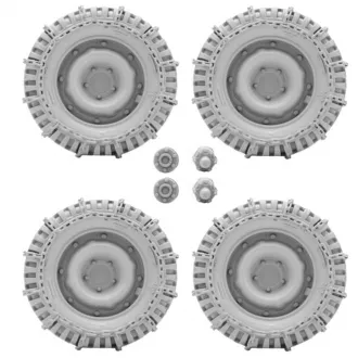 1/16 Kit WW II Willys Jeep wheels with tire chains