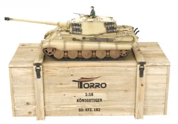 Novelty !!! RC King Tiger 2 with IR-Battlesystem - 360 ° tower turn & steel gears - sand camo