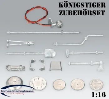 16-teiliges Metall Teile Set mit Werkzeug für TORRO Jagdtiger , KÖNIGSTIGER / TIGER II. Panzer