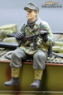 1/16 Figur Soldat WW2 Splittertarn-Deutscher Tank Rider MP40 Schütze Wehrmacht handbemalt