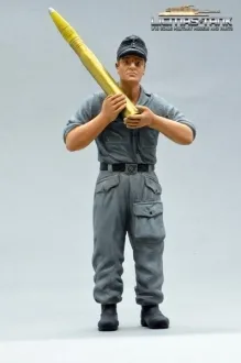 Figur Soldat WW2 Granate auf Schulter deutsche Panzer und Geschütz Lademannschaft 1:16