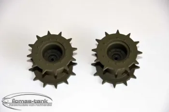 A pair of drive wheels for plastic tanks M41