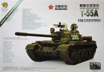 Russischer Panzer Bausatz T-55A mit Getriebe und Turm Elektronik 1:16 Hooben