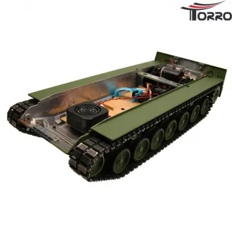 Lackierte Metallunterwanne Leopard 2A6 mit Getriebe und Taigen V3 Elektronik