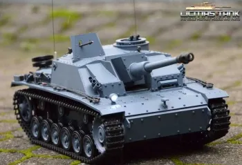 RC Panzer StuG 3 Heng Long 1:16 Grau Stahlgetriebe BB + IR 2.4Ghz V7.0