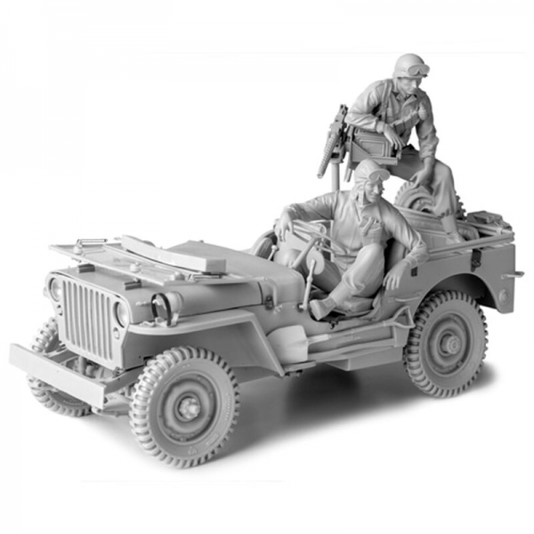 1/16 Bausatz Willys Jeep mit Fahrer und Schütze 1/16 Bausatz Willys Jeep mit Fahrer und Schütze