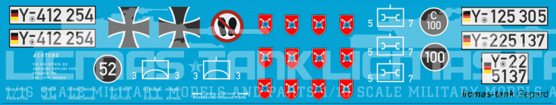 1/16 Decalsatz Bundeswehr Flugabwehrkanonenpanzer Gepard