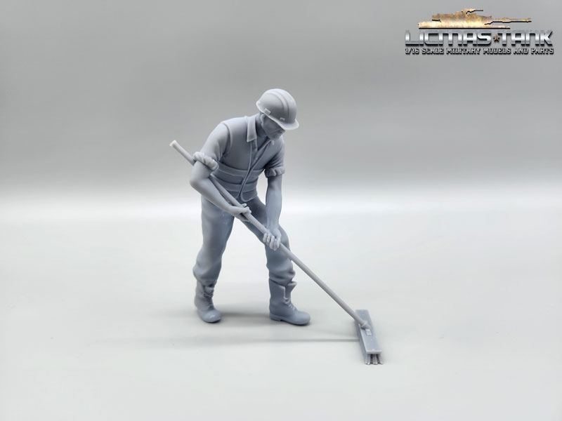 Figur 1/14 Arbeiter Warnweste Besen Resin Lkw Truck Nutzfahrzeuge Baustelle Modellbau