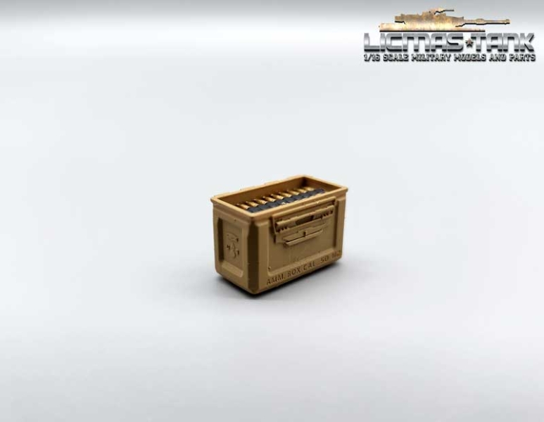 1/16 US Army offene Munitionskiste Sand M2 Caliber 50 ohne Deckel WW2 Resin bemalt