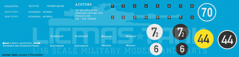 Decalsatz Leopard 2 Motorklappe Maßstab 1/10