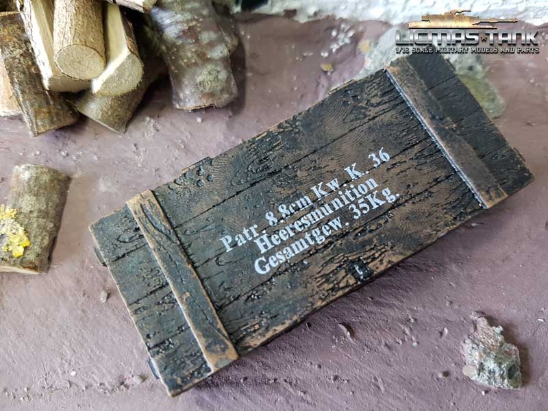 Munitionskiste Olivebraun 8.8cm Kw. K.36 Maßstab 1:16