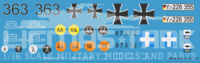 1/16 Decalsatz Leopard 1 A3