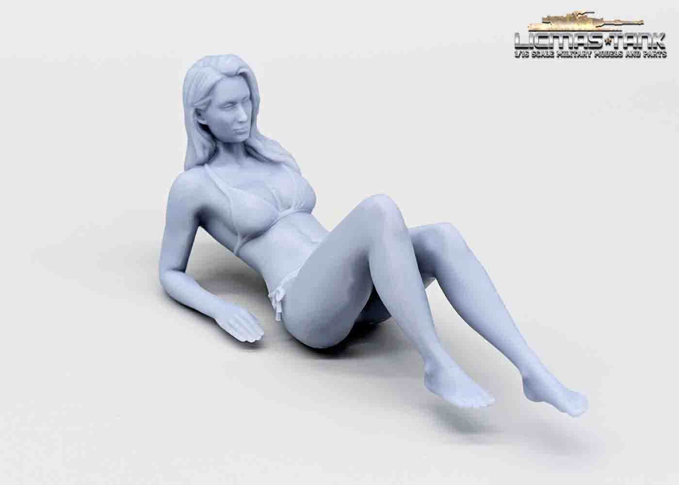 Woman in a Bikini Sunbathing, Unpainted Figure, 1/16 Scale