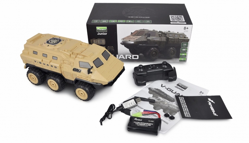 RETOURE/DEFEKT Amewi V-Guard gepanzertes Fahrzeug 6WD 1:16 RTR, Sandfarbe