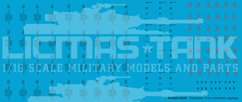 1/16 Decalsatz Wehrmacht Jagdtiger 12,8cm KwK PjK Munition