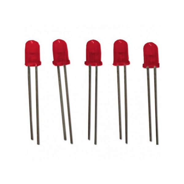 Original Heng Long Ersatzteil 5 x  LED 5 mm rot gefärbt