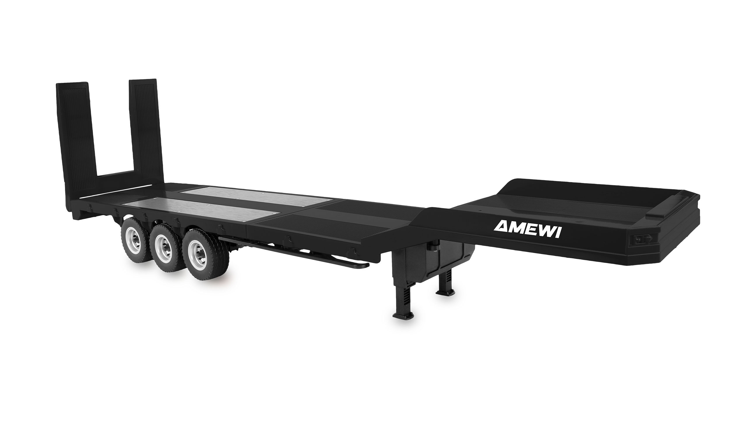 Tieflader-Sattelauflieger Dreiachser für Scania 1:18 schwarz Tieflader-Sattelauflieger Dreiachser für Scania 1:18 schwarz