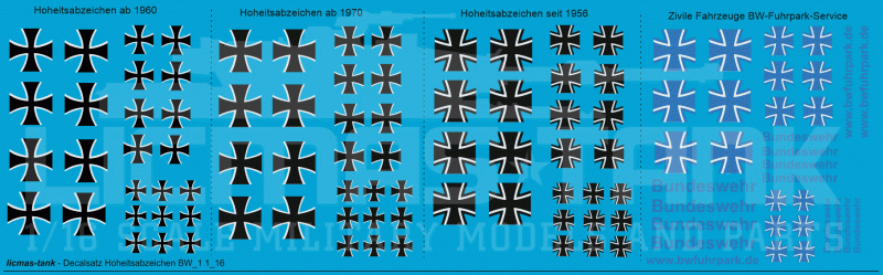 1/16 Decal Set Hoheitsabzeichen Bundeswehr 1/16 Decal Set Hoheitsabzeichen Bundeswehr