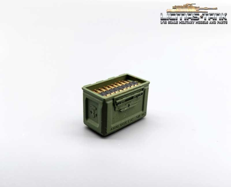 1/16 US Army offene Munitionskiste grün M2 Caliber 50 ohne Deckel WW2 Resin bemalt 1/16 US Army offene Munitionskiste grün M2 Caliber 50 ohne Deckel WW2 Resin bemalt